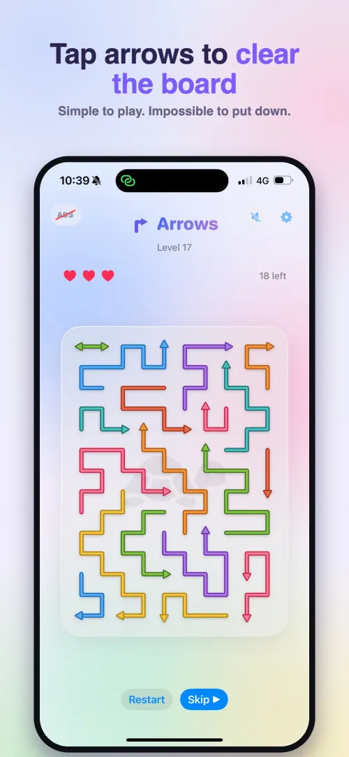 Tap arrows to clear the board